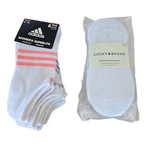 Lucky Brand & Adidas NWT No Show Sock Bundle 12 Pair Size 4-10/5-10